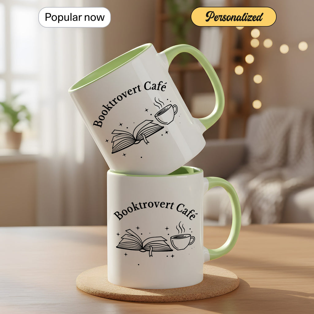 Booktrovert Cafe Mug – Book Lover Coffee Cup – Introvert Reader Gift – Multi Color Ringer Mug 11oz 15oz |mug 102